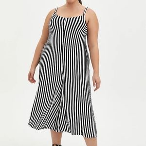 Torrid Goth Halloween Super Soft Black White Striped Culotte Jump…